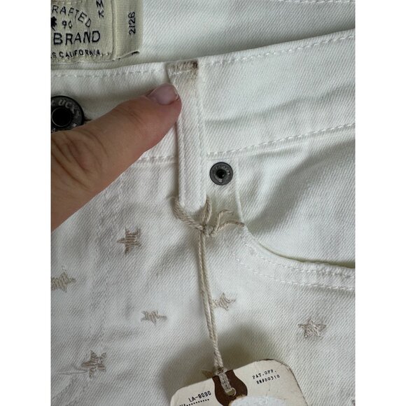 Lucky Brand Malibu Short Womens White Embroidered Star Denim Cutoff Shorts Sz 26 - Picture 6 of 16